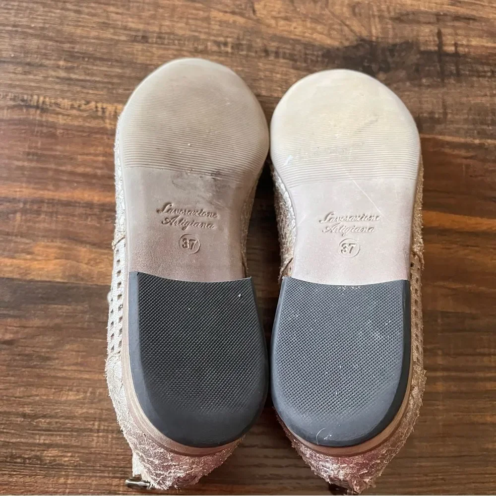 Free People Leather Clean Slate Roby Ankle Boots in Metallic Gold Size 37 or 6.5